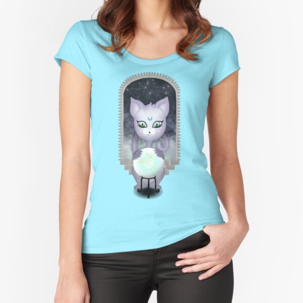 Mystic Miku | Crystal Ball & Zodiac | Teal Fitted Scoop T-Shirt