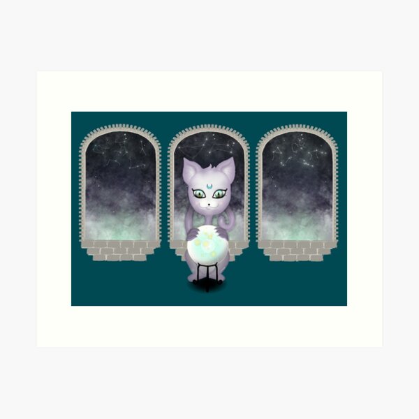 Mystic Miku | Crystal Ball & Zodiac | Teal Art Print