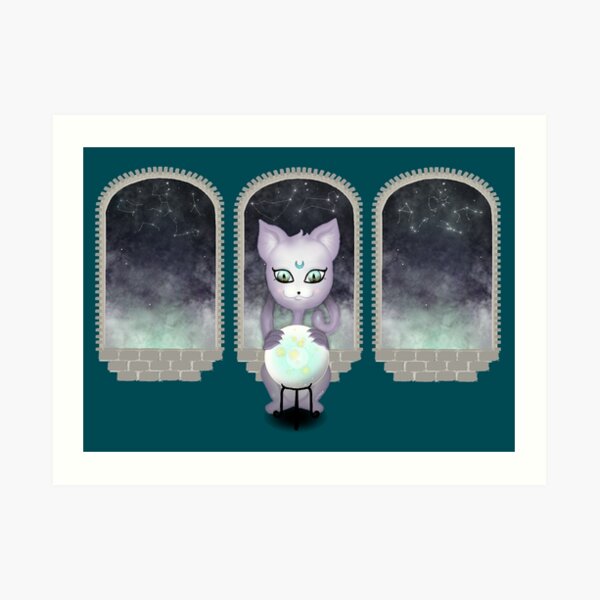Mystic Miku | Crystal Ball & Zodiac | Teal Art Print