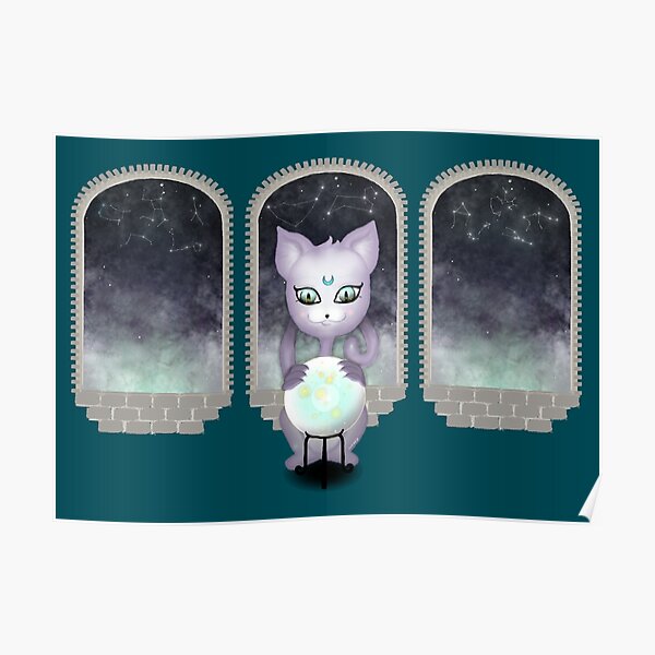 Mystic Miku | Crystal Ball & Zodiac | Teal Poster