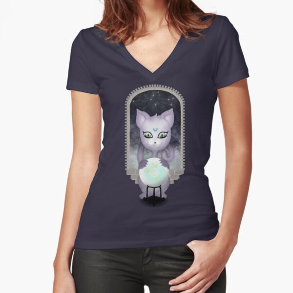 Mystic Miku | Crystal Ball & Zodiac | Navy Fitted V-Neck T-Shirt
