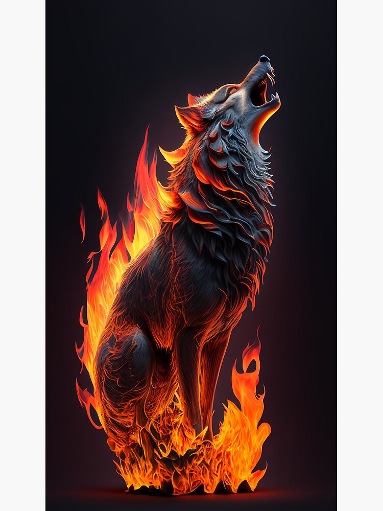 Burning Wolf in Flames