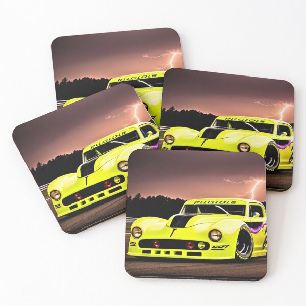Item preview, Yellow Hot Rod Muscle Car Racetrack Lightning Storm  designed and sold by Michael Voyler.