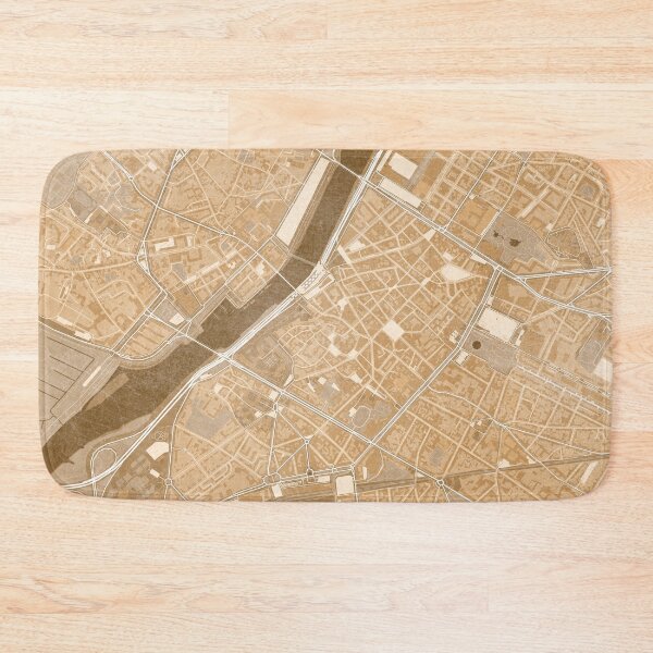 Item preview, Map of Angers downtown (France) in sepia vintage style designed and sold by blursbyai.