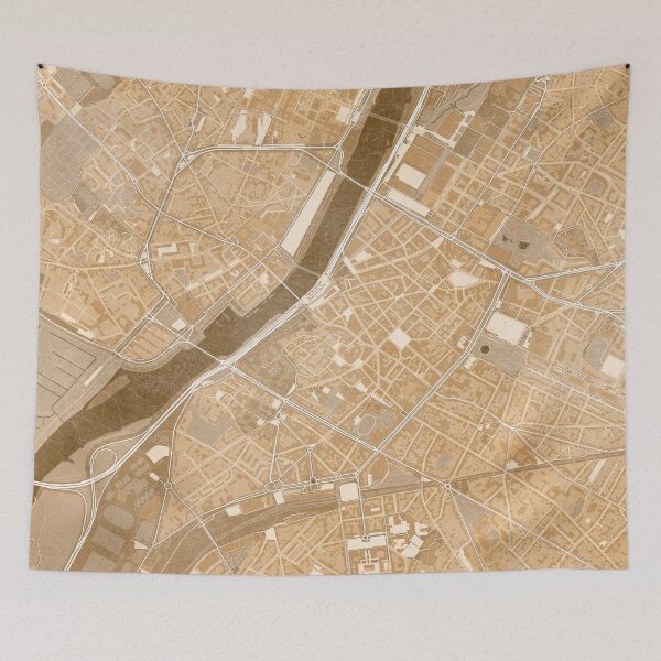 Item preview, Map of Angers downtown (France) in sepia vintage style designed and sold by blursbyai.