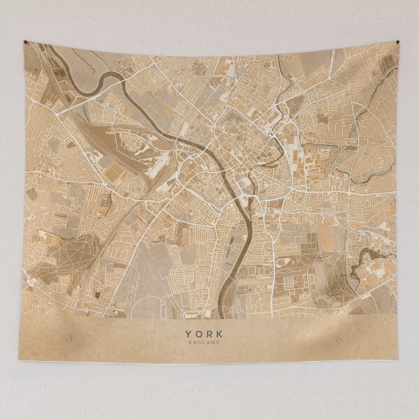 Item preview, Map of York (England) in sepia vintage style designed and sold by blursbyai.