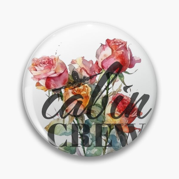 Item preview, Cabin Crew & Roses Flower watercolor design for Flight Attendants Stewardess designed and sold by AviationArtists.