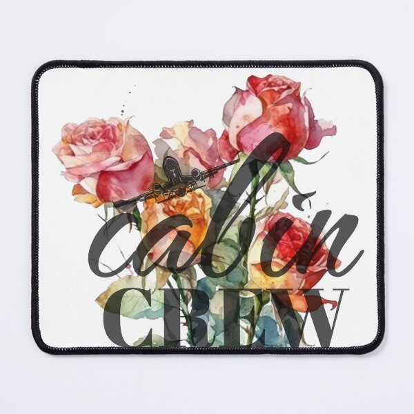 Item preview, Cabin Crew & Roses Flower watercolor design for Flight Attendants Stewardess designed and sold by AviationArtists.