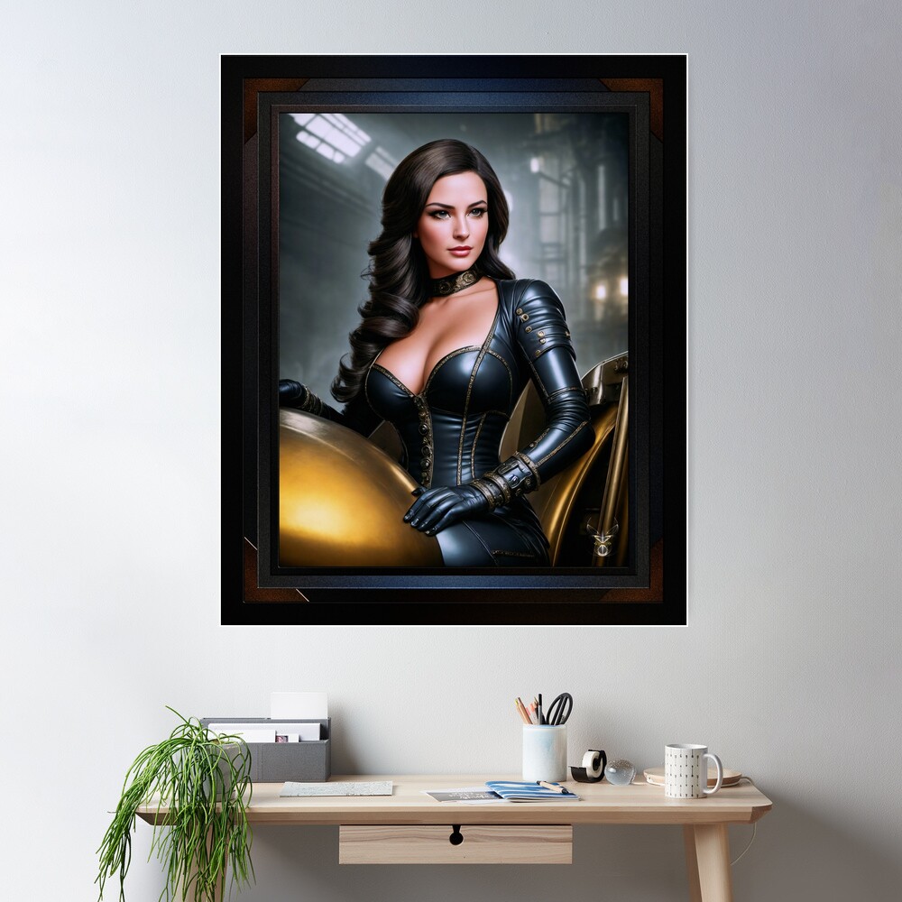 Portrait Of Astancinea Famed Prototype Vehicle Tester Alluring AI Concept Art Illustration by Xzendor7 Wall Poster