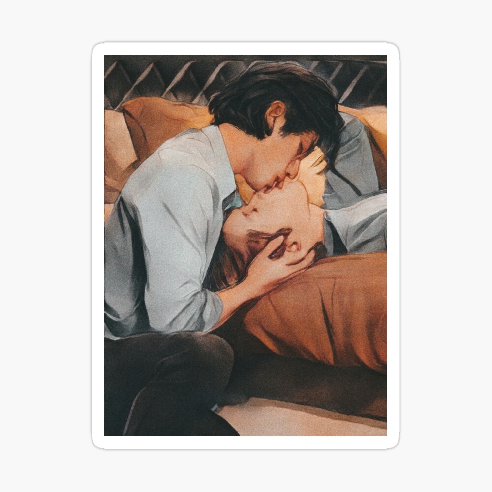 NetJames Bed Friend fanart hug kisses marks BL series couple thai saturated  vintage gay kiss