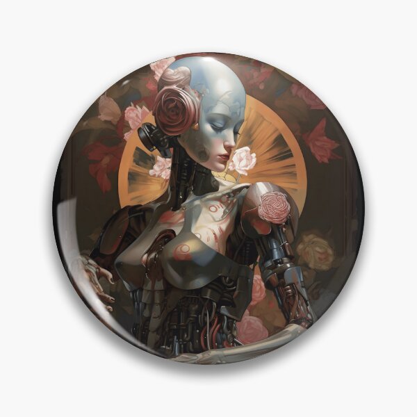 Item preview, Aesthetic Artificial İntelligence Humanoid Robot with Colorful Flowers designed and sold by UniqueArtMesh.