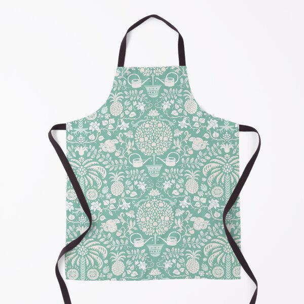 Item preview, colorful orange tree and palm garden damask on mint | repeat pattern designed and sold by colorofmagic.