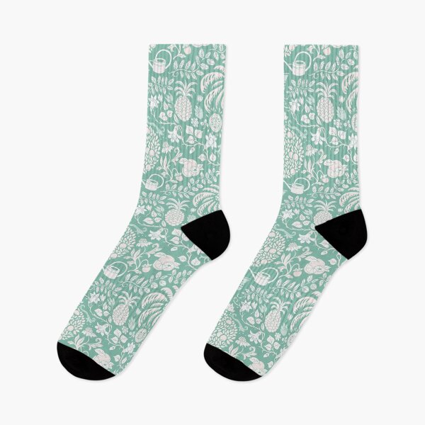 Item preview, colorful orange tree and palm garden damask on mint | repeat pattern designed and sold by colorofmagic.