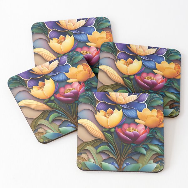 Item preview, Nice red, yellow and blue flowers in the garden designed and sold by LindosPajaros.