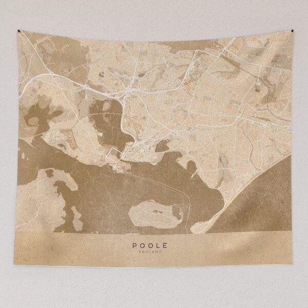 Item preview, Map of Poole (England) in sepia vintage style designed and sold by blursbyai.