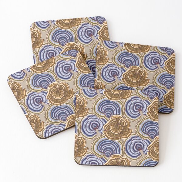 Item preview, Turkey Tail Mushrooms | Coriolus versicolor | Hand Drawn Illustration | Pattern Large designed and sold by KooKooRuz.
