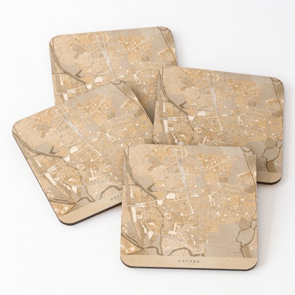 Item preview, Map of Oxford downtown (England) in sepia vintage style designed and sold by blursbyai.