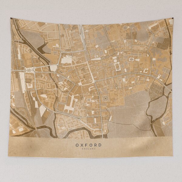 Item preview, Map of Oxford downtown (England) in sepia vintage style designed and sold by blursbyai.