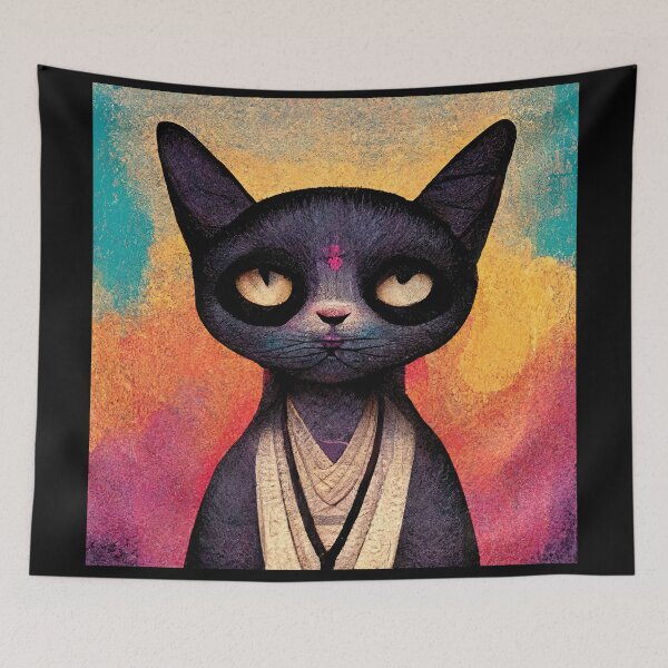 Item preview, Maxila the black yoga cat designed and sold by Pixelboys.