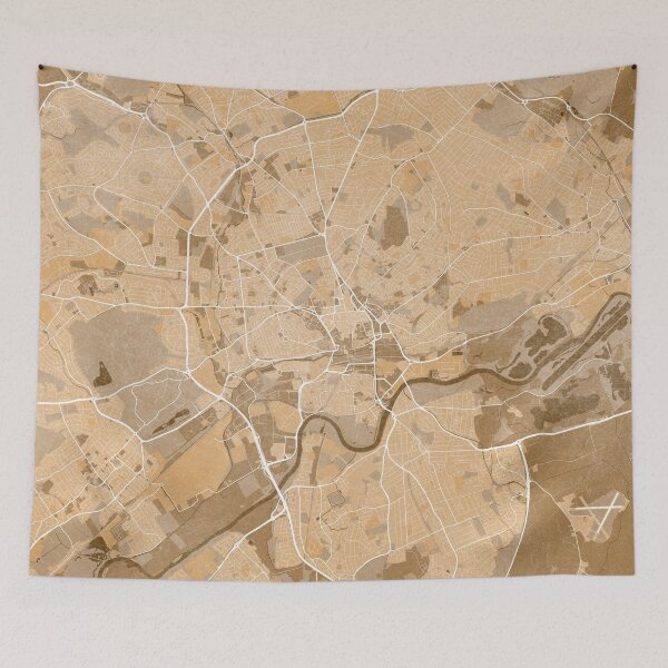 Item preview, Map of Nottingham (England) in sepia vintage style designed and sold by blursbyai.