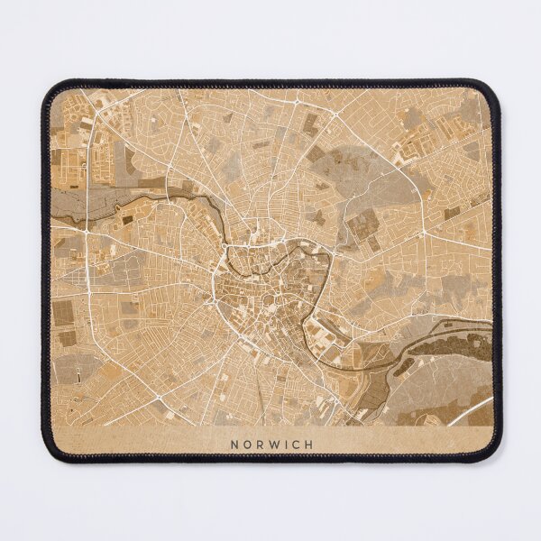Item preview, Map of Norwich (England) in sepia vintage style designed and sold by blursbyai.