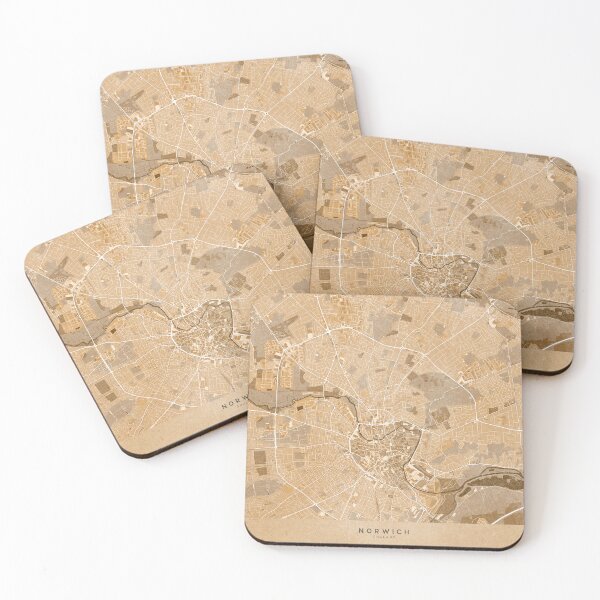 Item preview, Map of Norwich (England) in sepia vintage style designed and sold by blursbyai.