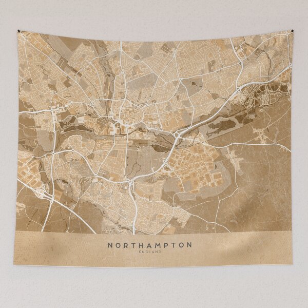 Item preview, Map of Northampton (England) in sepia vintage style designed and sold by blursbyai.