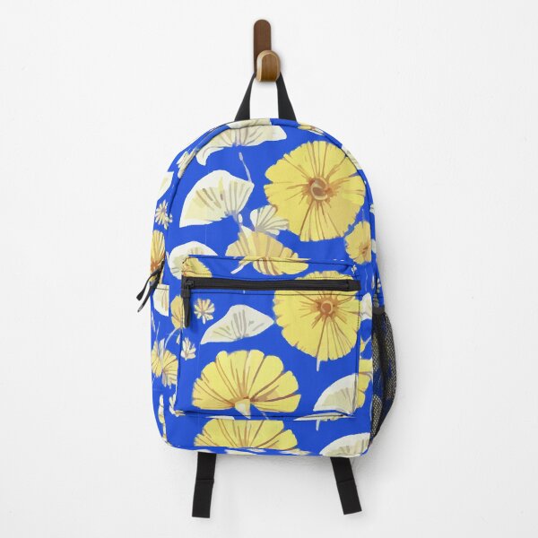 Item preview, Yellow flowers and leaves seamless pattern on blue background. designed and sold by Jayjaynaenae.