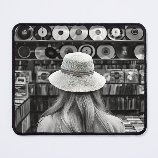 Artikelvorschau, Frau beim Einkaufen von Schallplatten entworfen und verkauft von RoseShop2093.