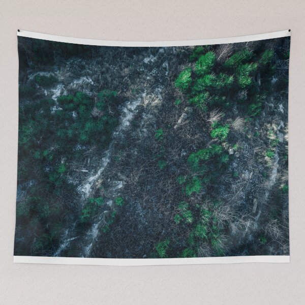 Item preview, Drone Photography - Aerial View of Lush Green Shrubs and Timid Sun Rays at Sunset designed and sold by TRex-Landscapes.