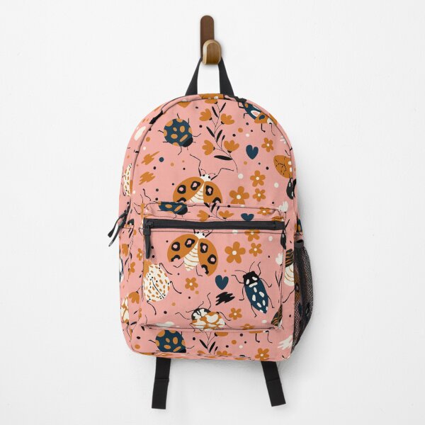 Item preview, Cute bugs, moths and florals on pink, pattern designed and sold by BlueLela.