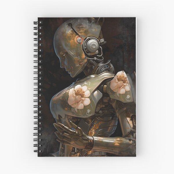 Item preview, Aesthetic Artificial İntelligence Humanoid Robot with Colorful Flowers designed and sold by UniqueArtMesh.