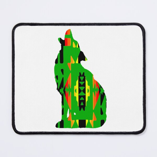 Item preview, Green / Fire Colors / Black Native Print Wolf designed and sold by JMWCD.