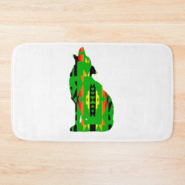 Item preview, Green / Fire Colors / Black Native Print Wolf designed and sold by JMWCD.