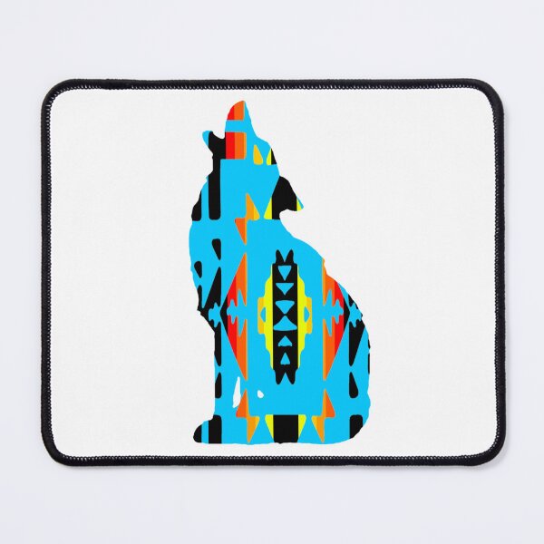 Item preview, Sky Blue / Fire Colors / Black Native Print Wolf designed and sold by JMWCD.