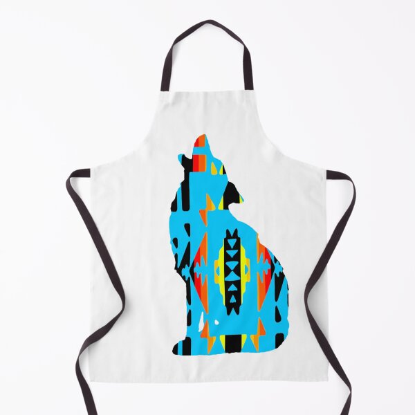 Item preview, Sky Blue / Fire Colors / Black Native Print Wolf designed and sold by JMWCD.