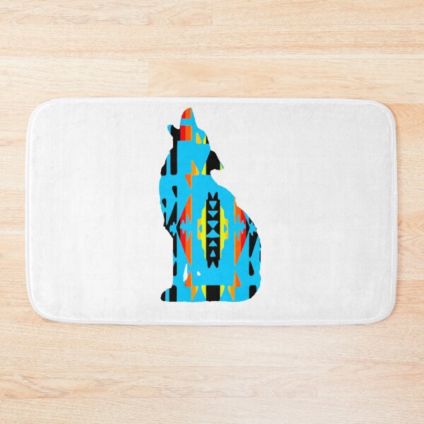 Item preview, Sky Blue / Fire Colors / Black Native Print Wolf designed and sold by JMWCD.