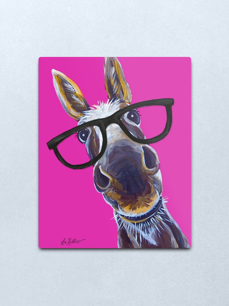 Funny Donkey Art Donkey With Glasses Metal Print By Leekellerart