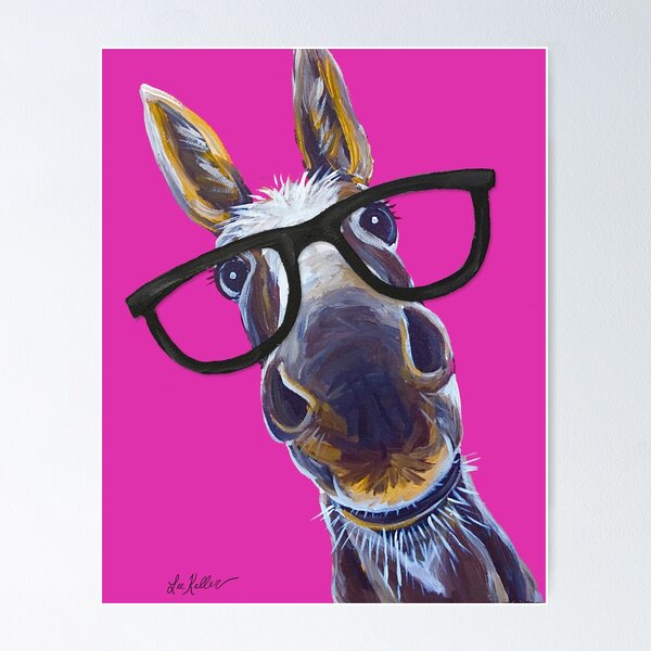 Funny Donkey art, Donkey with glasses Poster