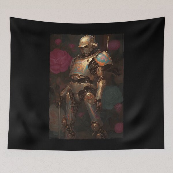Item preview, Aesthetic Artificial İntelligence Humanoid Robot with Colorful Flowers designed and sold by UniqueArtMesh.