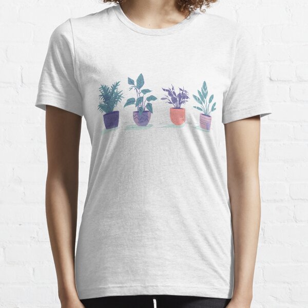 Four Adorable Plants in Pots on White Background Essential T-Shirt
