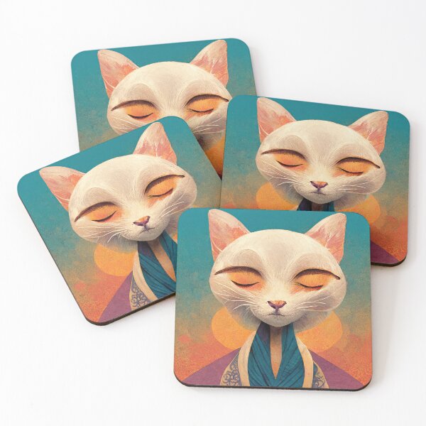 Item preview, Whity the white yoga cat designed and sold by Pixelboys.