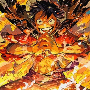 Rare One Piece inspired Monkey D Luffy on Fire Poster