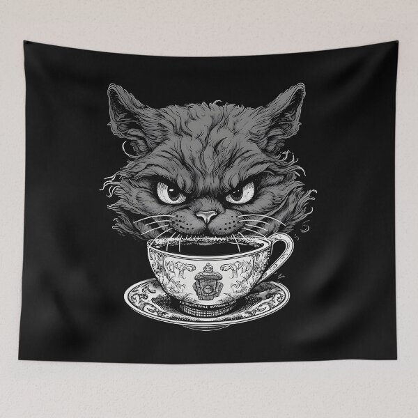 Item preview, Steampunk Angry Cat & Coffee Lover Retro Alice in Wonderland designed and sold by AIWanderer.