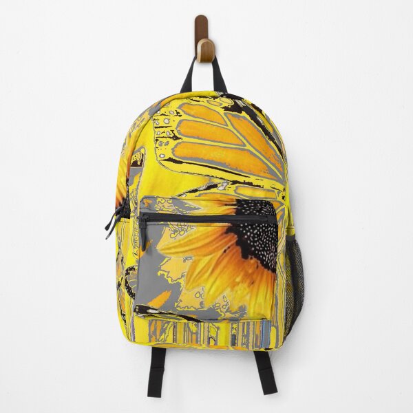 Item preview, GREY YELLOW MONARCH BUTTERFLY ABSTRACT SUNFLOWER ART designed and sold by sharlesart.