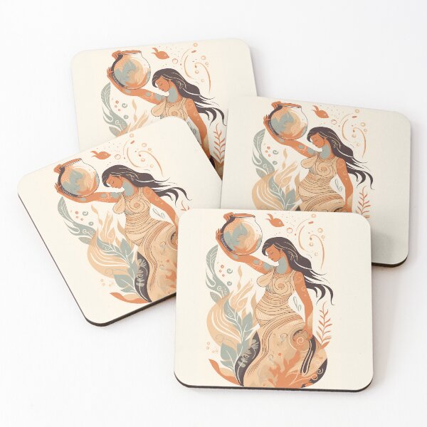 Item preview, Boho Style Aquarius Zodiac Sign Art, Aquarius Zodiac Sign Gift, Aquarius art for her designed and sold by ADGFX.
