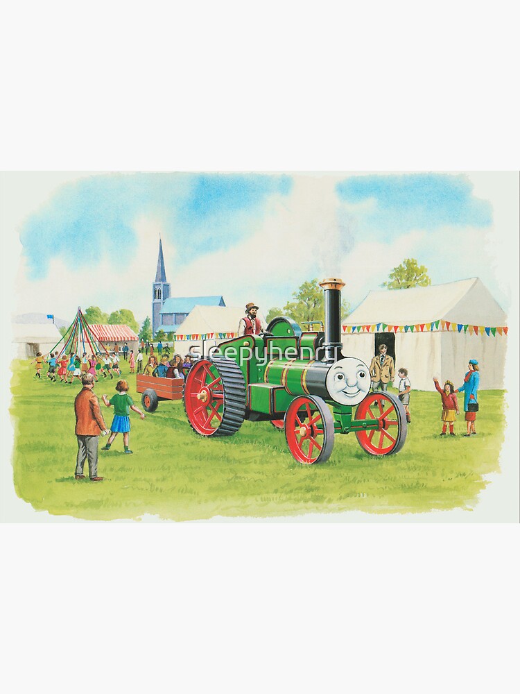 Happy James the Red Engine (Pink) Square Card Art Board Print for Sale by  sleepyhenry