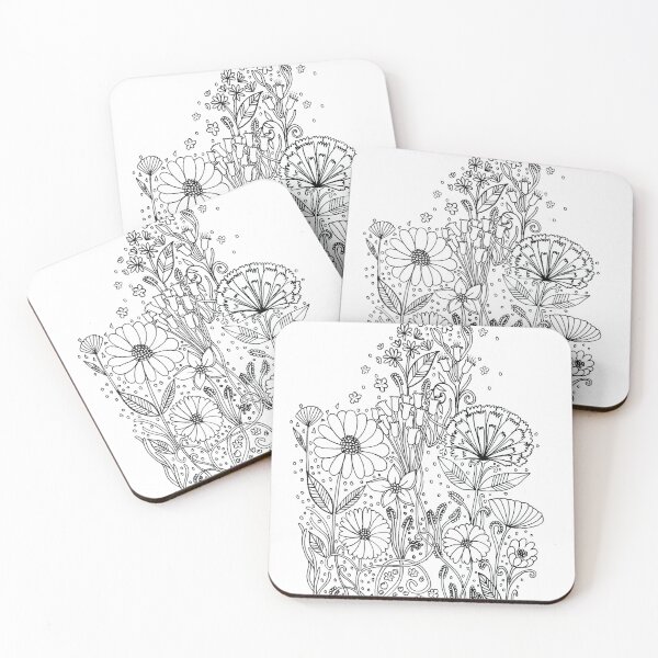Item preview, Ascending Blossoms: A Whimsical Floral Design in Black and White designed and sold by HeatherDan.