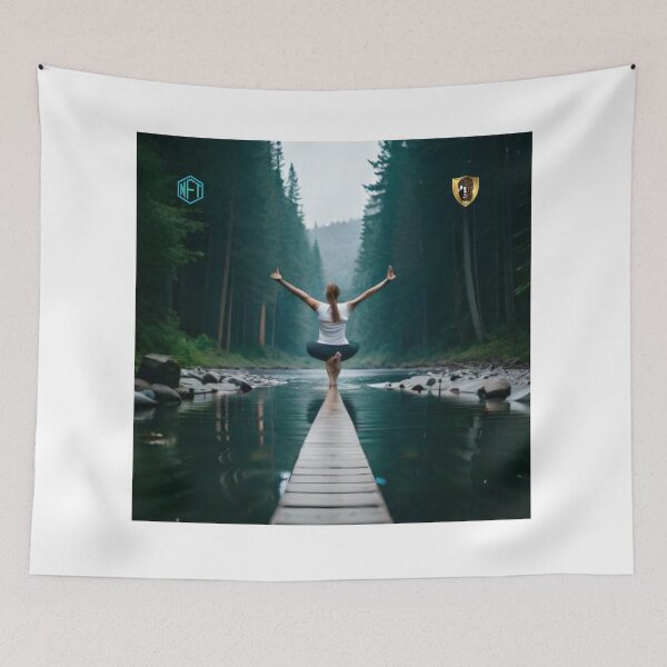 Item preview, A Peaceful Forest Scene with Yoga Practitioner designed and sold by LoFaroShop.