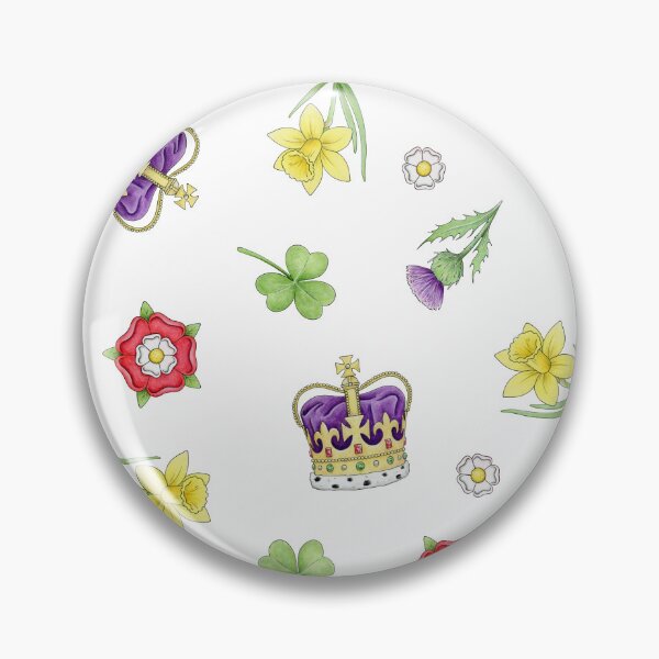 Item preview, Naciones de coronación - corona real con emblemas nacionales en blanco designed and sold by HazelFisher.